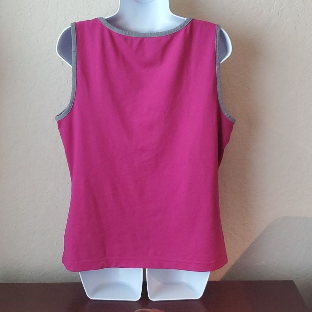 Tek Gear Women’s Large Pink & Gray V-Neck Athletic Tank Top Workout Shirt - Picture 5 of 8